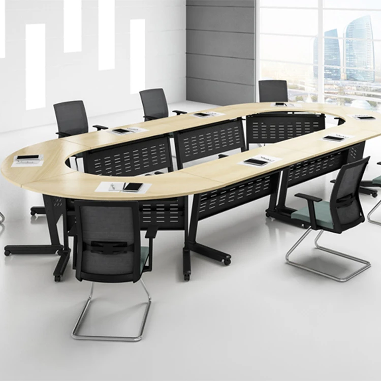 Cheap smart round wooden power socket folding conference meeting training school student staff training office desk table chairs