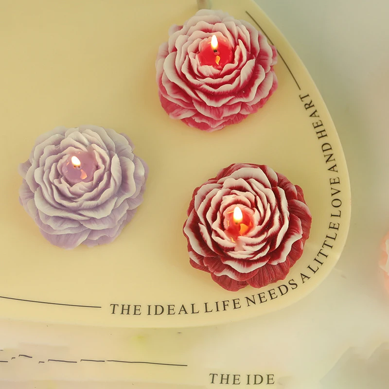 Holiday Gift Carved Crafts Fragrance Essential Oil Ornaments Wholesale Peony Flower Handmade Aromatherapy Candle