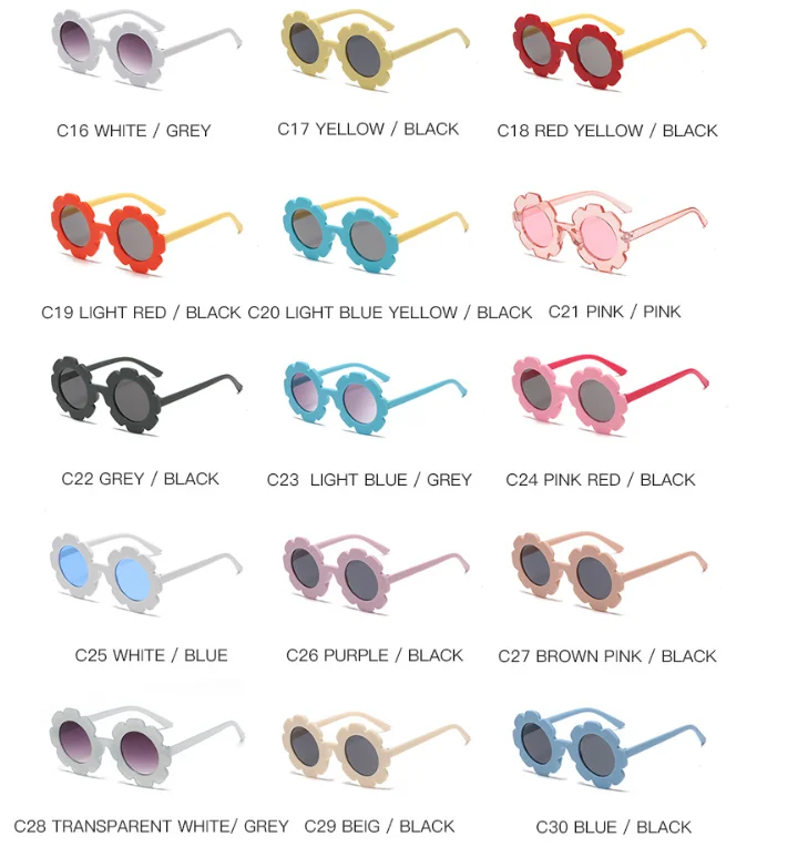 Wholesale Candy Color Sunflower Shape Vintage Glasses UV Protection Cute Child Kids Flower Toddler Little Girls Sunglasses