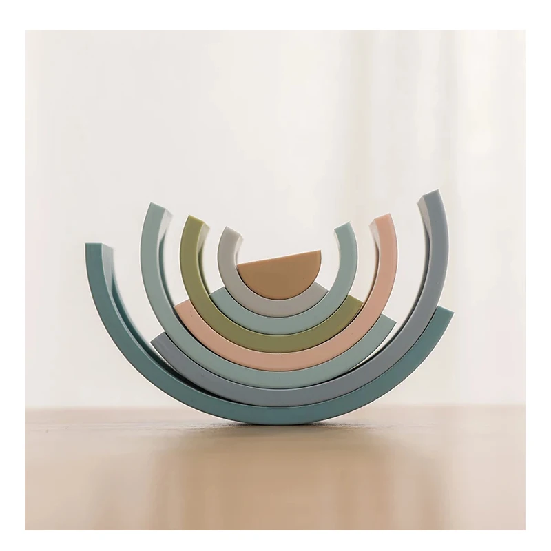 MHC educational sensory eco-friendly game toys for kids baby & toddler cheap customized colored sorting silicone stacking toy