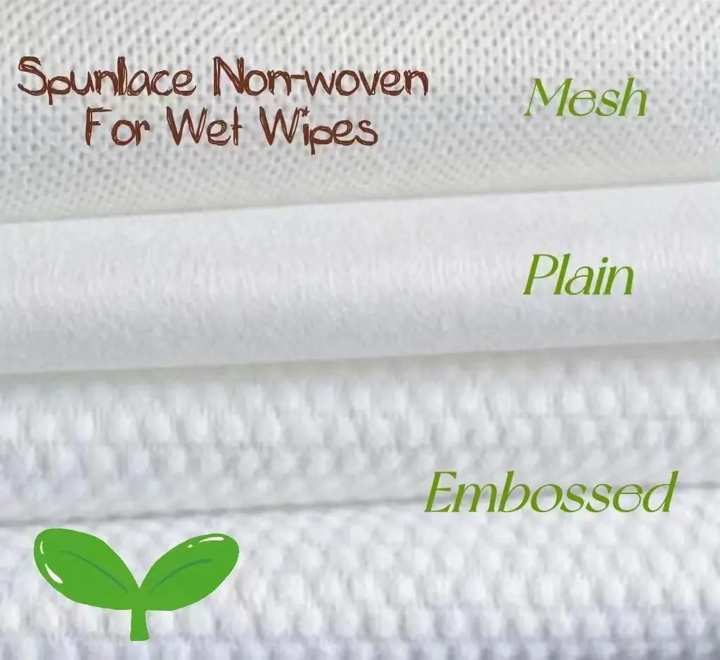 Eco-friendly plain smooth flat hygiene rayon pet Spunlace fabric wet wipes raw material / Nonwoven Fabric spun lace roll