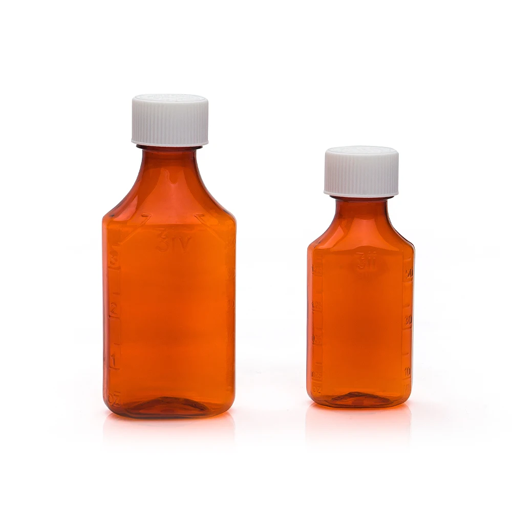 High quality wholesale 0.75oz 1oz 2oz 3oz 4oz 6oz 8oz 12oz 16oz amber plastic medicine liquids oval bottle