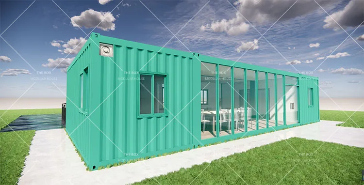 40ft Container swimming pool with wave system outdoor glass wall steel structure shipping container swimming pool