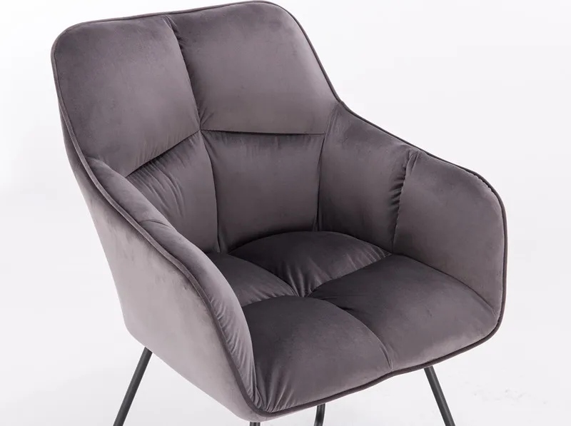 New Grey Design Living Room Chair With Metal Feet Velvet Arm Chair Coffee Accent Chair