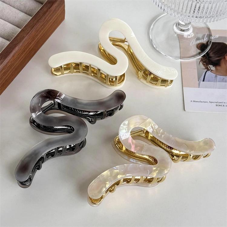 13cm Jumbo Size Snake Shape Acetate Metal Hair Claw