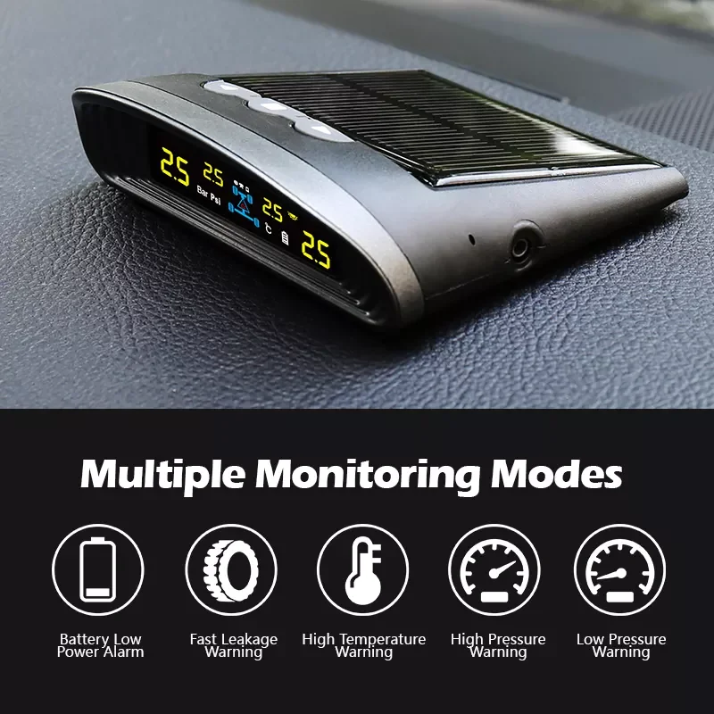315/433 Hertz Snap In Tpms Sensors Wireless Solar Car Tpms Monitoring System Solar power tyre digital LCD display