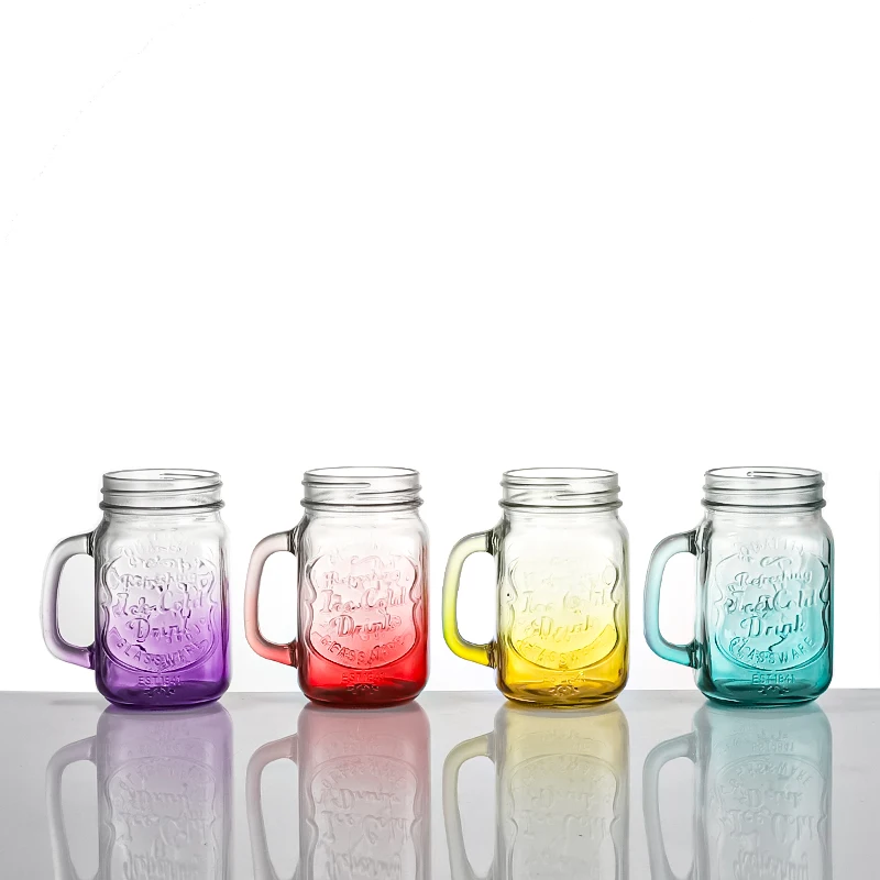 16oz Colorful Square Glass Mason Jar with Classic Design BPA Free and Eco-Friendly Bulk Buying Available for Party and Travel