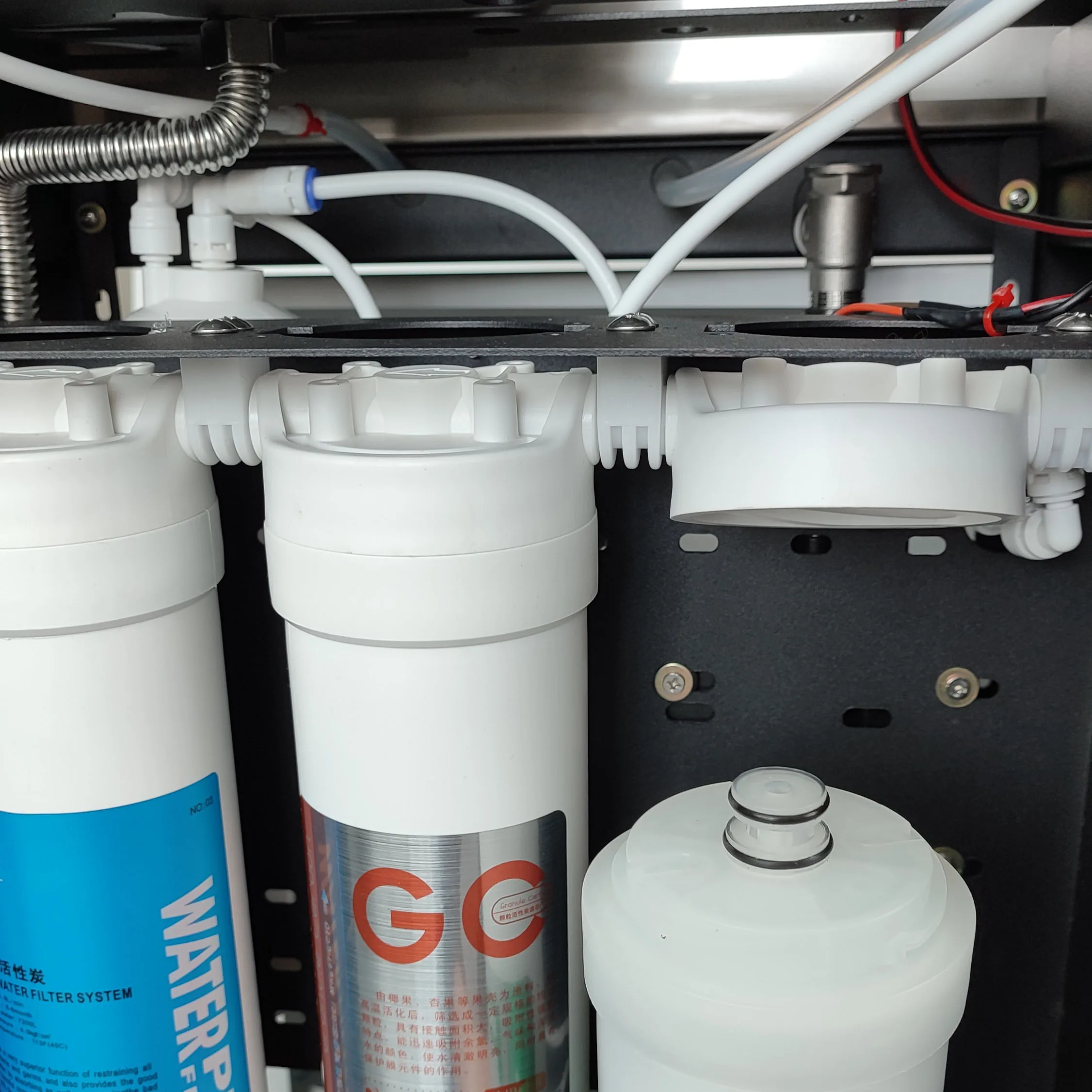 Luxury vertical water dispenser with cold and hot water with RO reverse osmosis water purifier bayonet filter