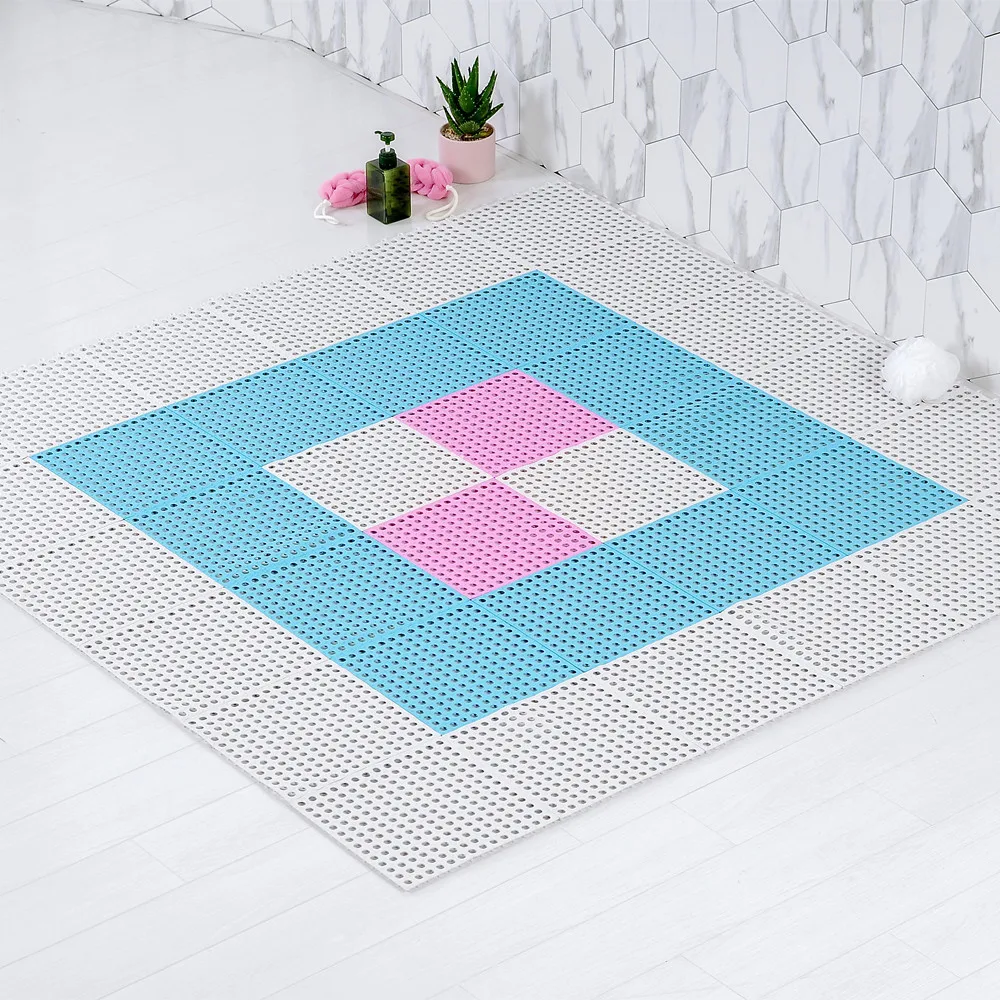Multi-color Waterproof DIY Interlocking Hydrophobic Non Slip Bath Tub Mat