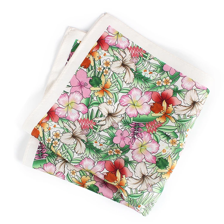 Dacheng Wholesale Chiffon Flower Pattern Printed Handkerchief Silk Pocket Square