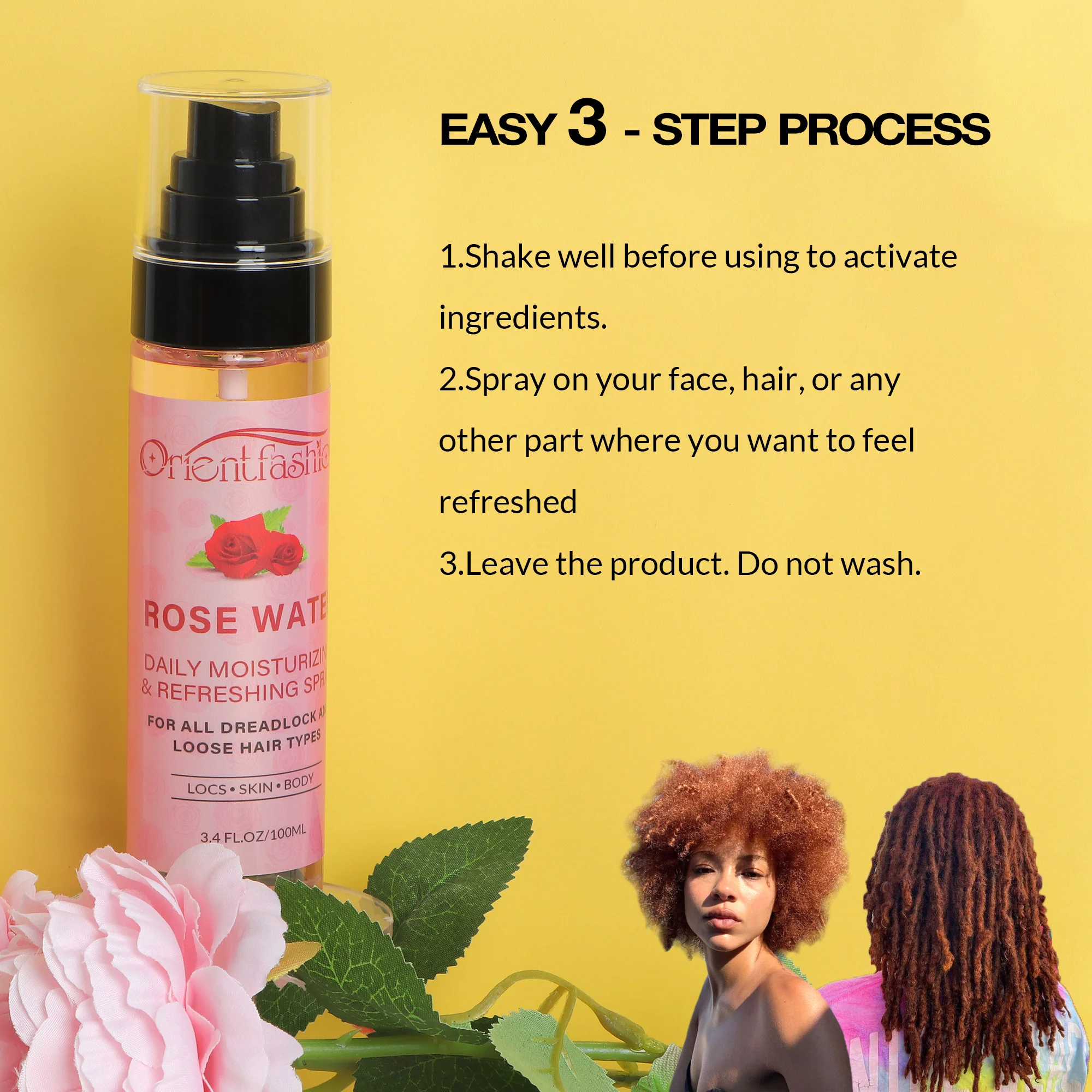VAST Hot Sale Moisturizing Hair Spray Rose Water Spray for Hair 100ml