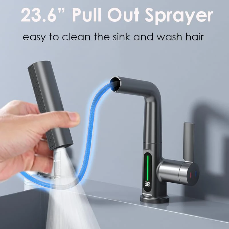 Innovative Rainfall Design Kitchen Tap Mixer LED Digital Display Temp Waterfall Kitchen Faucet