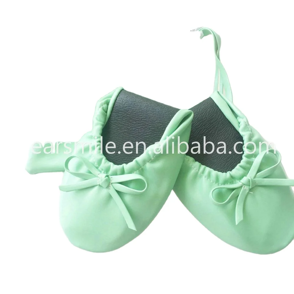 Portable Comfy Colorful Women Travel Ballet Flat Roll up Ballerina Shoes in Color Pouch