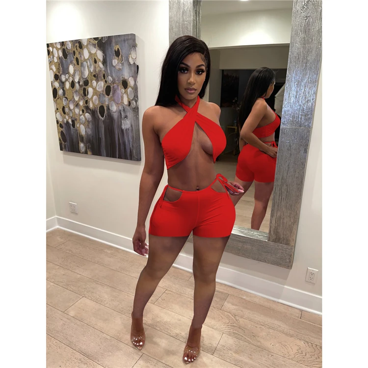 New Arrival MISSMOEN Halter Summer Sexy Ensembles de femmes Women Clothes 2021 Women 2 Piece Set Two Piece Set