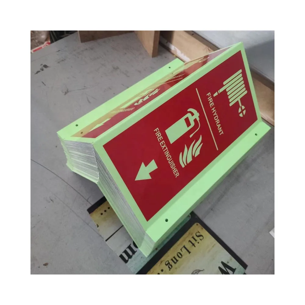 3-Way customizable Mounted PVC Directional Fire Plastic  Luminous Stand Fire Extinguisher Sign