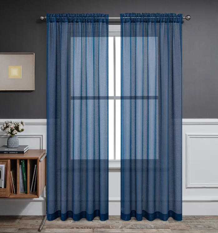 hot selling cheap curtain price 100% polyester voile fabric for windows ready made stock sheer curtains