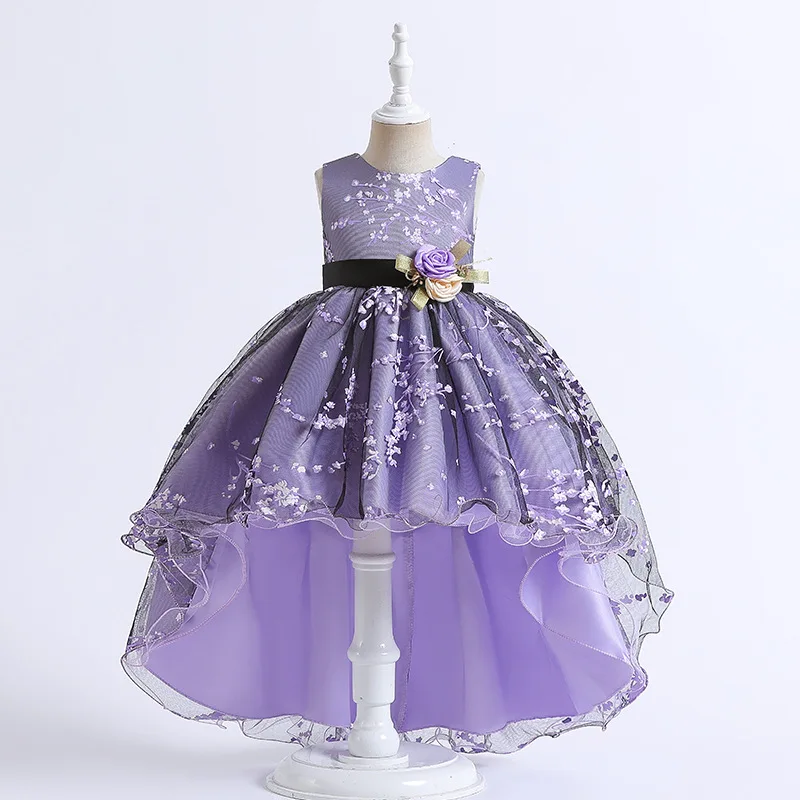 Hot Selling Little Girl Toddler Dresses Boutique Children Clothing Very Long Parts Frock Tail 2 Year Old Wedding Dress