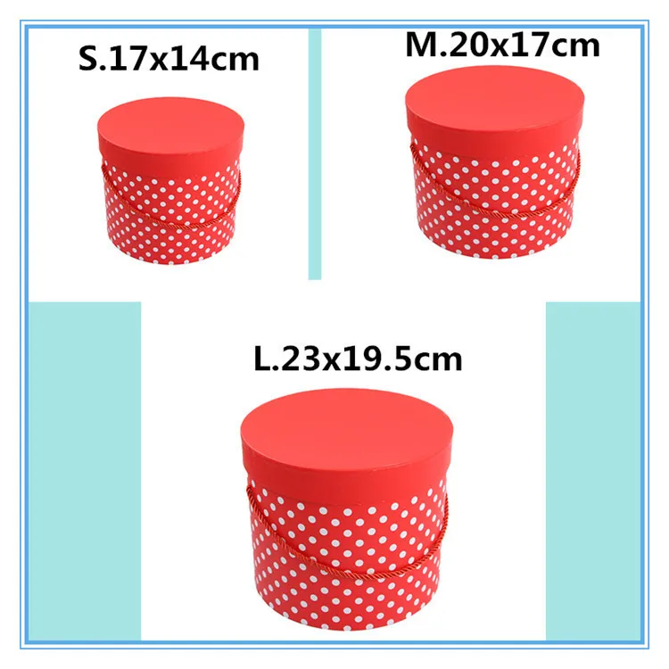 New design beautiful color preserved flowers gift box polka dots flower box