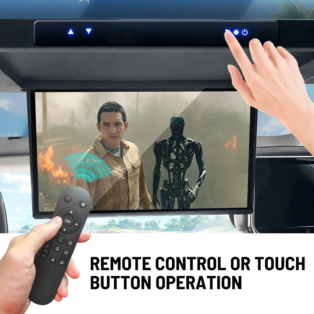 17.3 Inch 8Core 64G IPS Android Car Roof Monitor  Electric Reverse Ceiling TV Touchscreen Monitor Car TV for Tesla Model Y