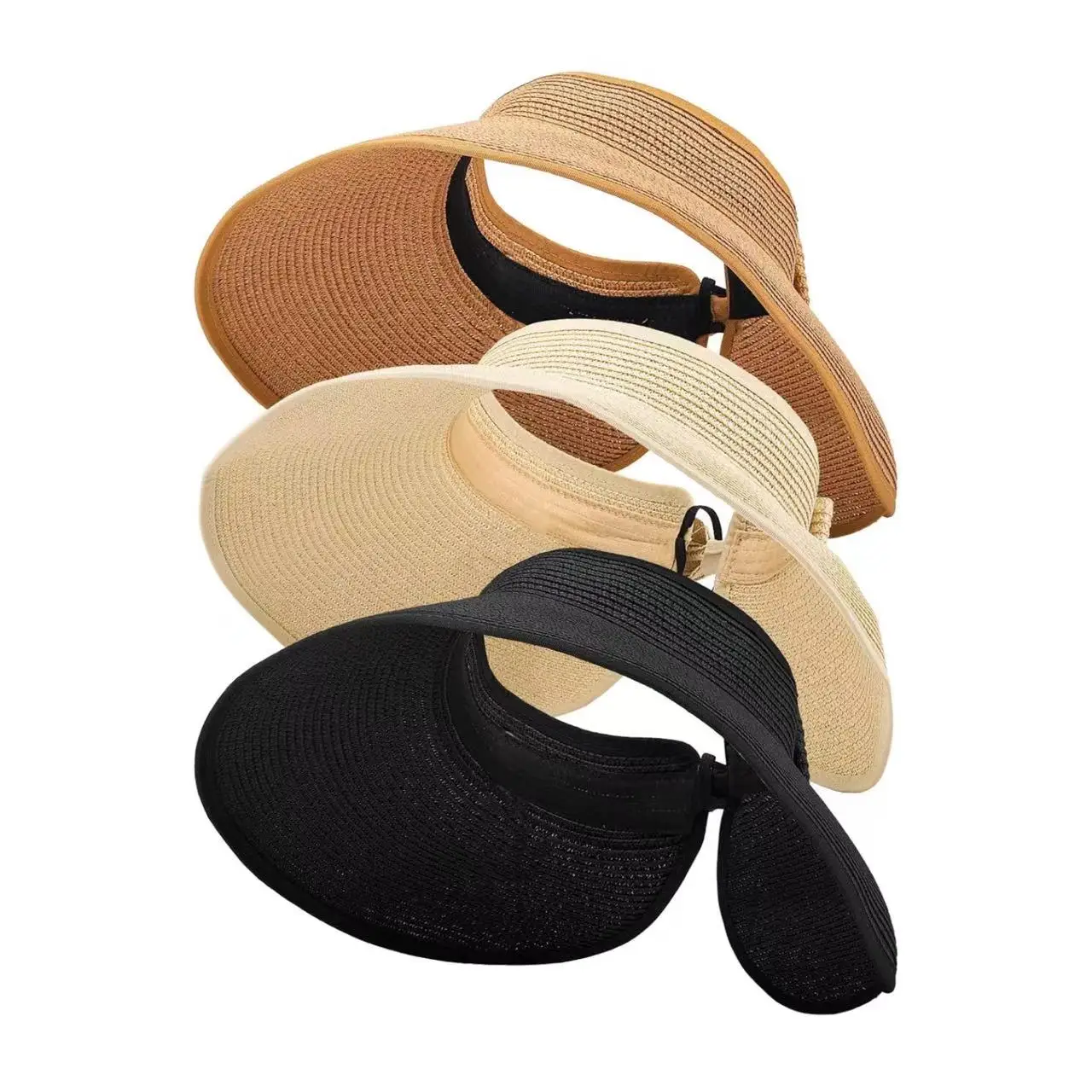 Women Summer Fashion Sun Visor Hats Wide Brim Large Straw Beach Hat For Outdoor