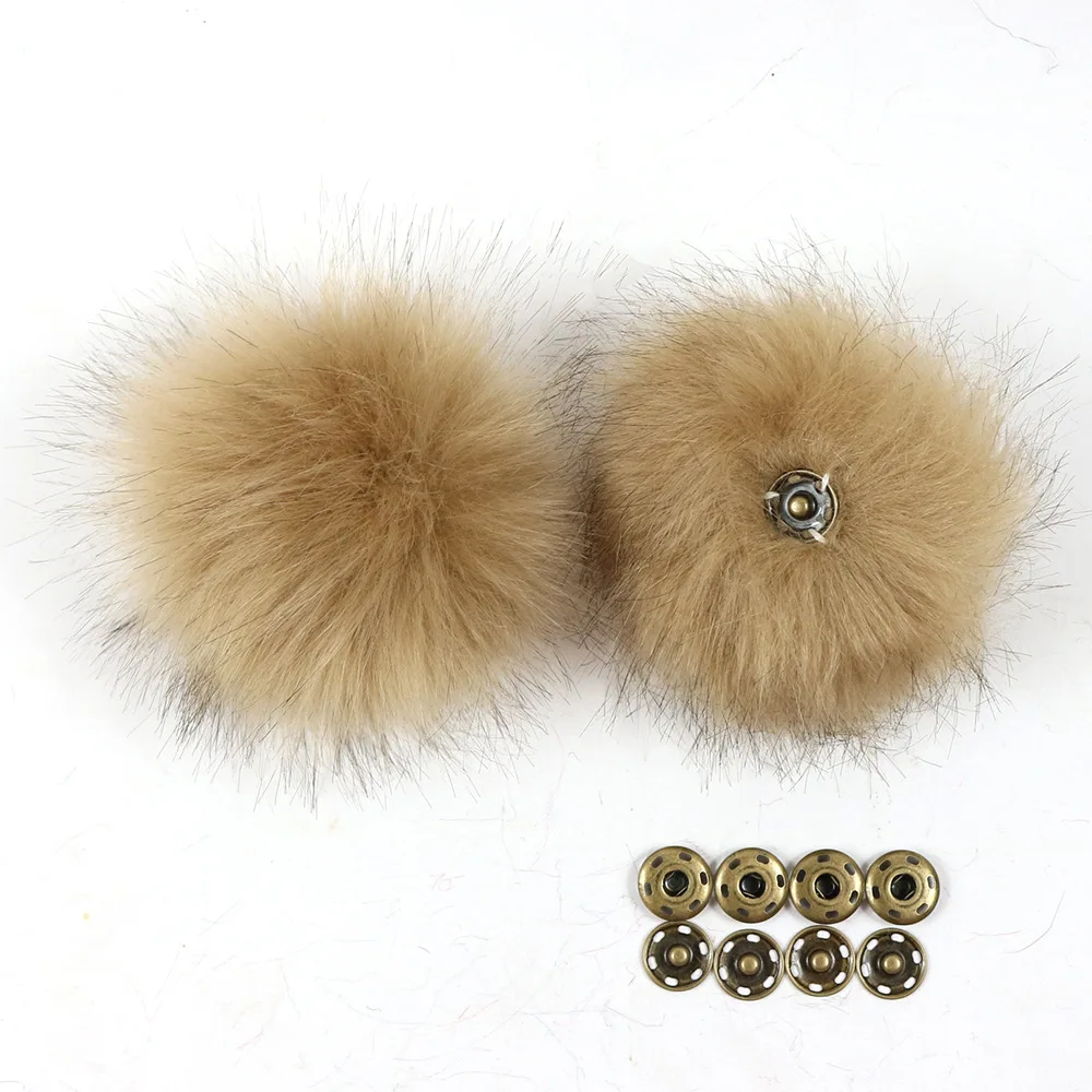 12cm Colorful Pompoms With Snaps New Winter Artificial Fur Poms For Knitted Beanies Cap Hats Accessory
