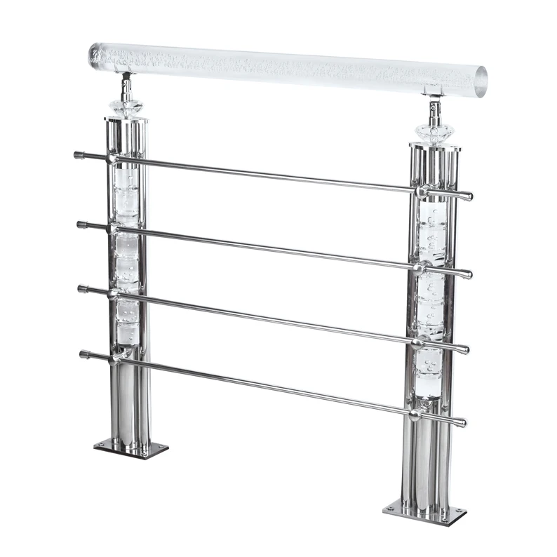 Indoor Crystal Glass Stair Pillar Balustrade Transparent Clear Acrylic Stair Handrail