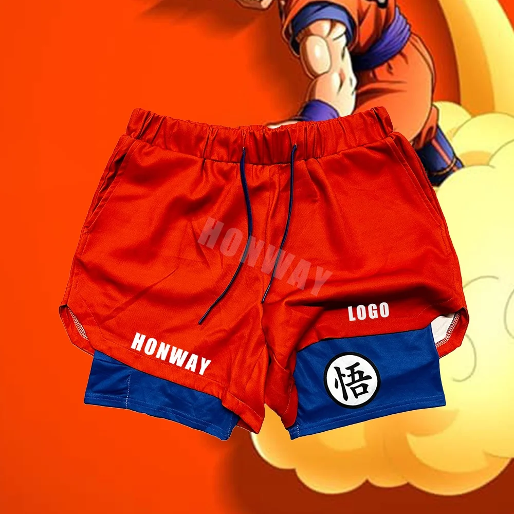 Customized Logo Mens Push Up Squat Gym Fitness Short Anime Double Layered Shorts Suitable For Men