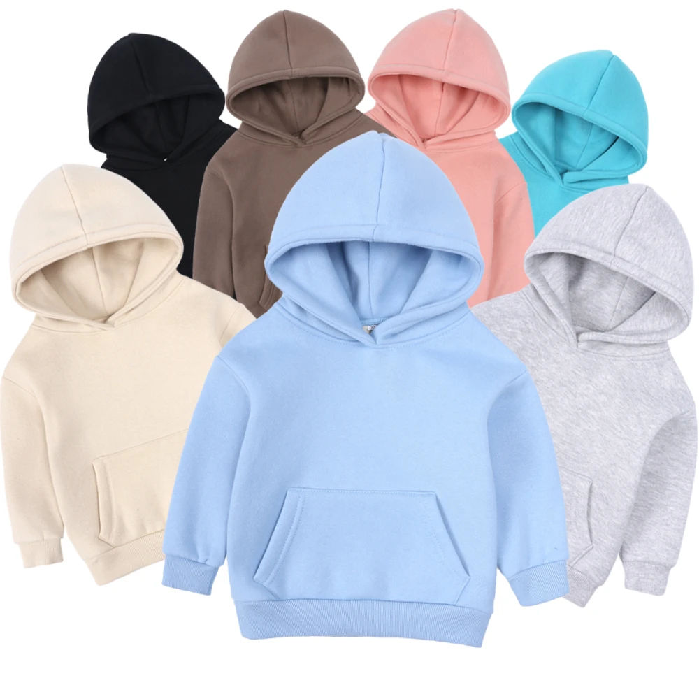 New Kids tales cotton plain hoodie blank pullover sweatshirt fleeced children boys girls hoodies