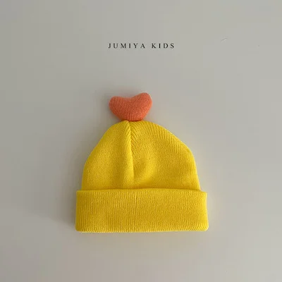 Korean Style Baby Plush Hat Autumn Winter Girls Cute Love Knitted Warm Cotton For