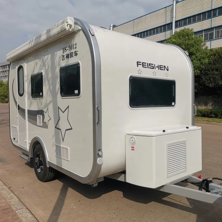 Hot sale on road FRP mobile touring caravan with step folding