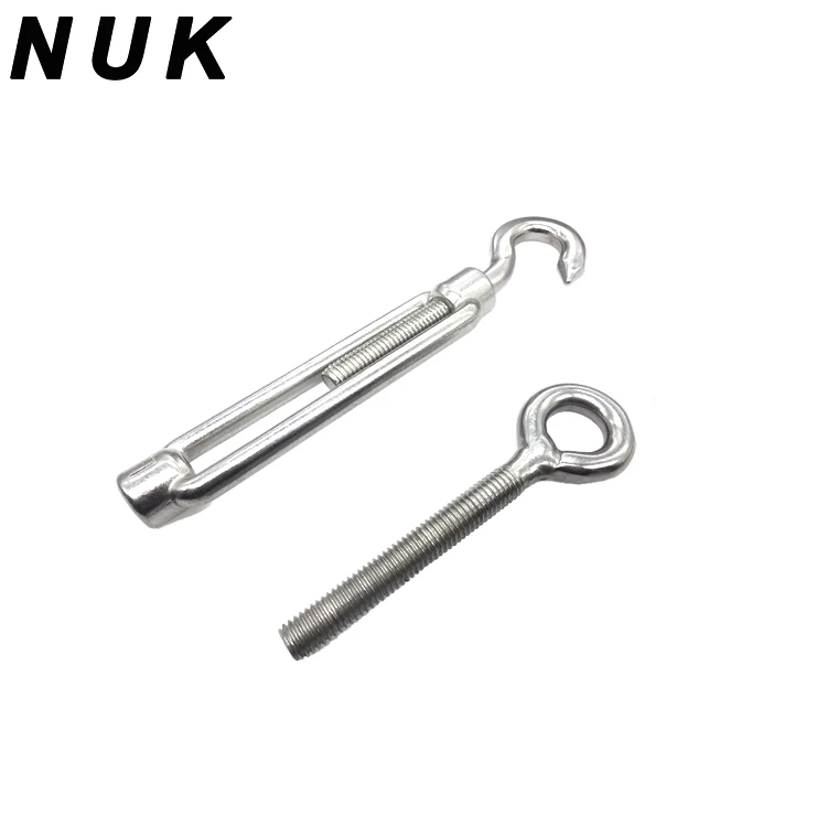 DIN 1480 Stainless Steel hook & hook Turn buckle with open body, Marine wire rope fittings turnbuckles