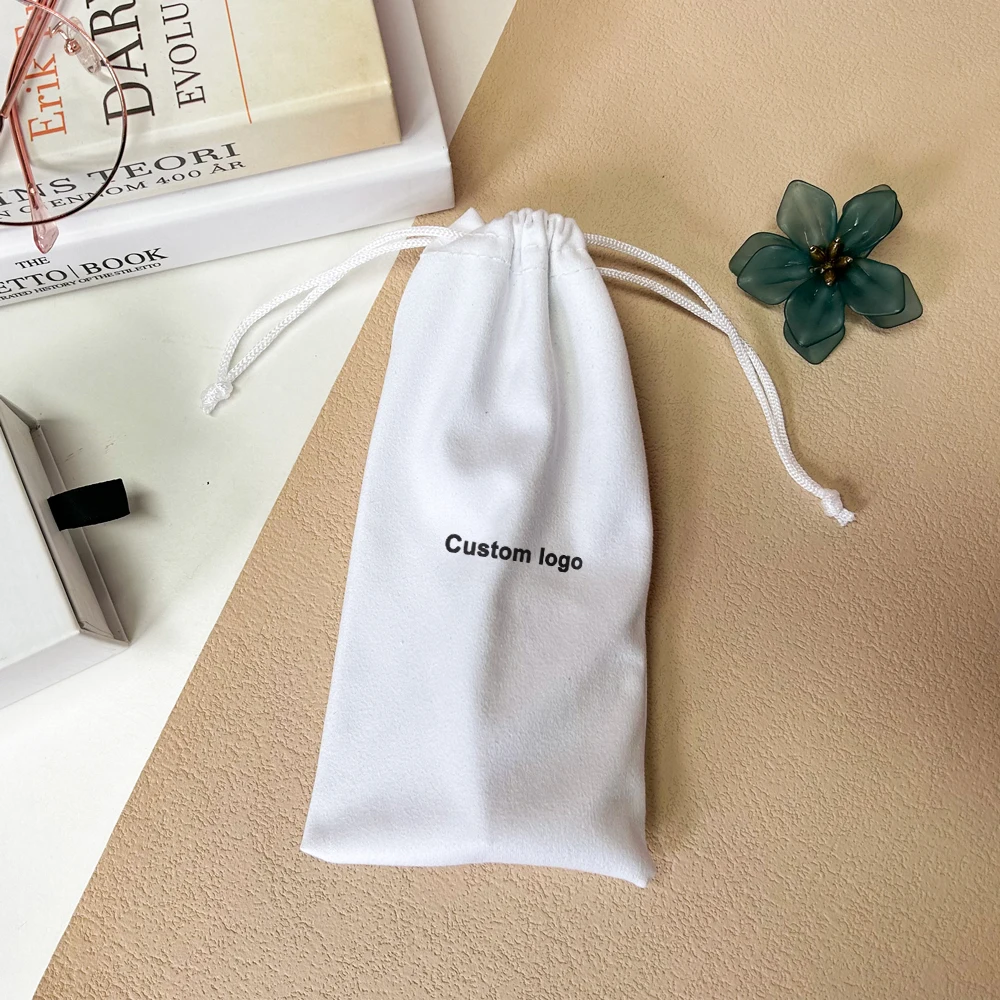 Custom Logo Printed Drawstring Sunglass Bags For Eyeglasses Sunglasses Jewelry Package Microfiber Pouch