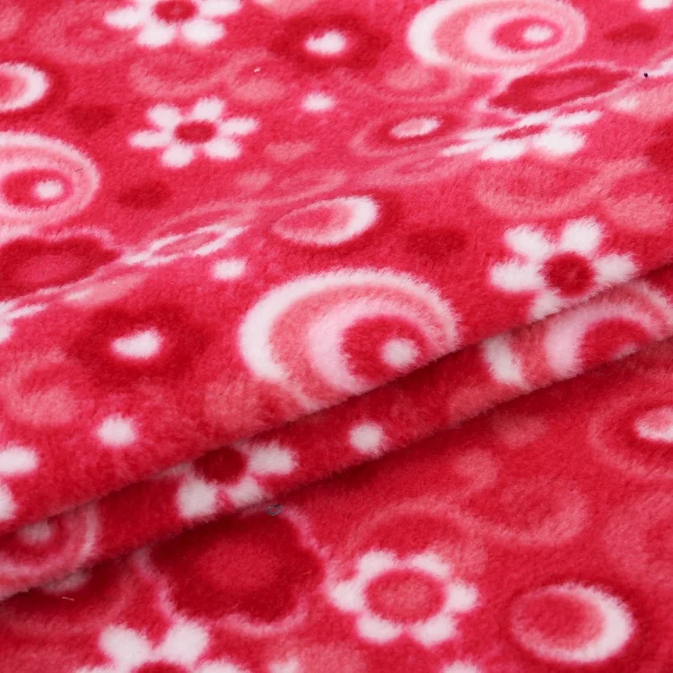Knit Polyester Polar Fleece Custom Printed Fabric