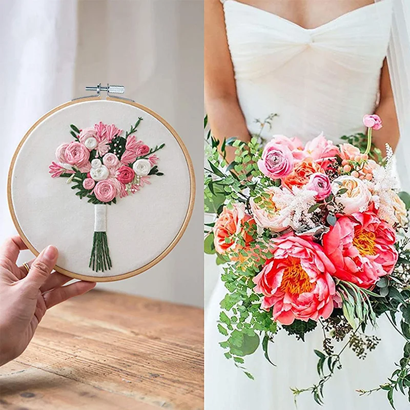 5 Pieces Embroidery Hoops Bamboo Circle Cross Stitch Hoop Ring  5 inch to 10 inch for Embroidery and Cross Stitch