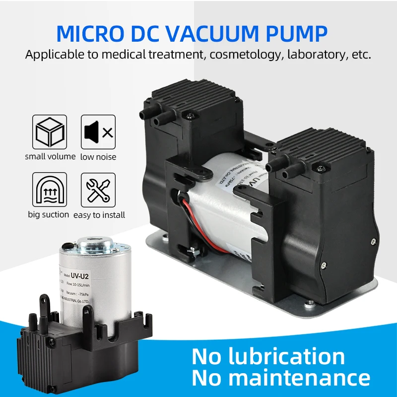 12V24V/110V/220V -85kpa небольшой DC диафрагменный вакуумный насос двойной компрессорный для медицинского оборудования или кровяного