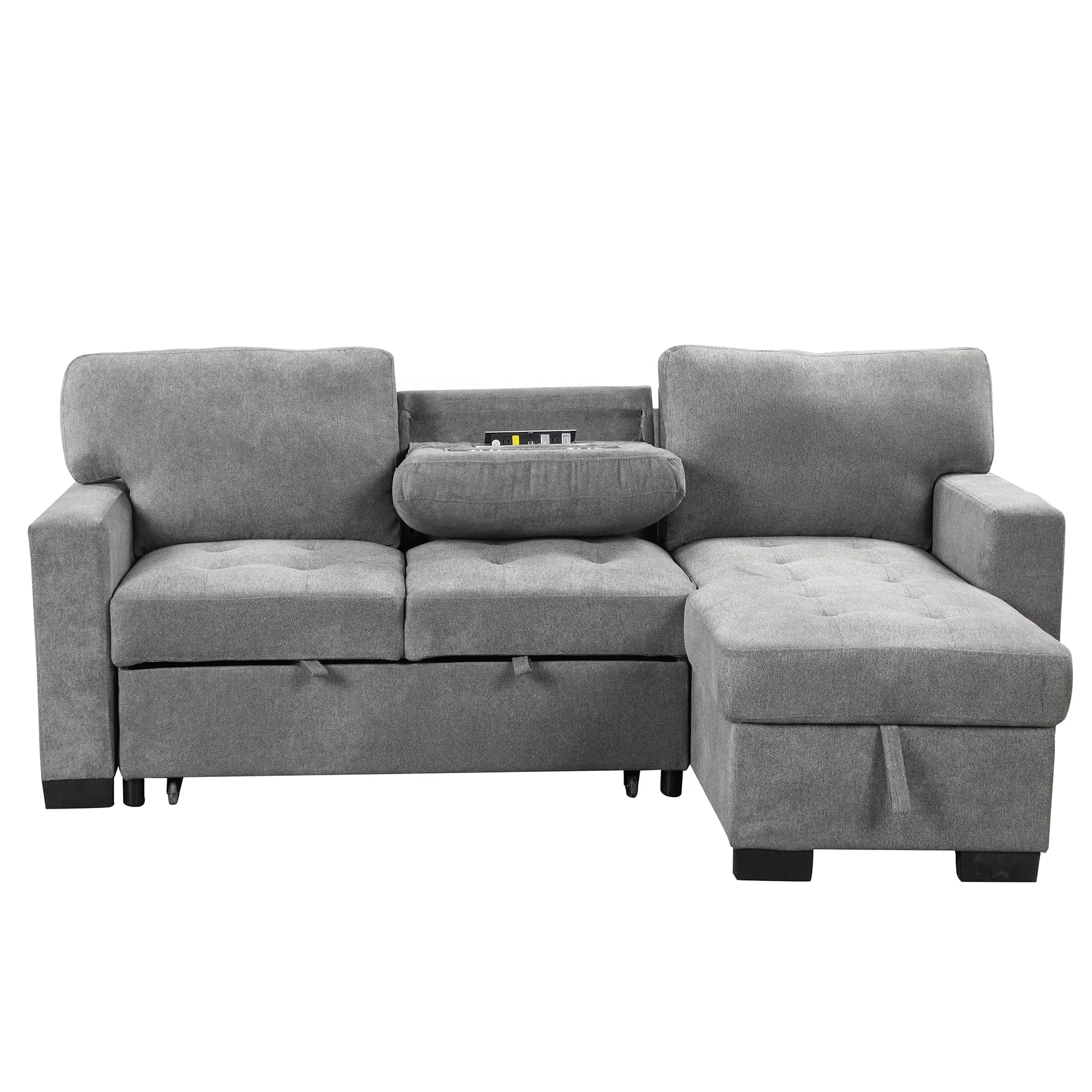 sofa cama matrimonial steel frame modular sectional 2 in 1 ottoman combo bed and sofas with storage box and USB charging