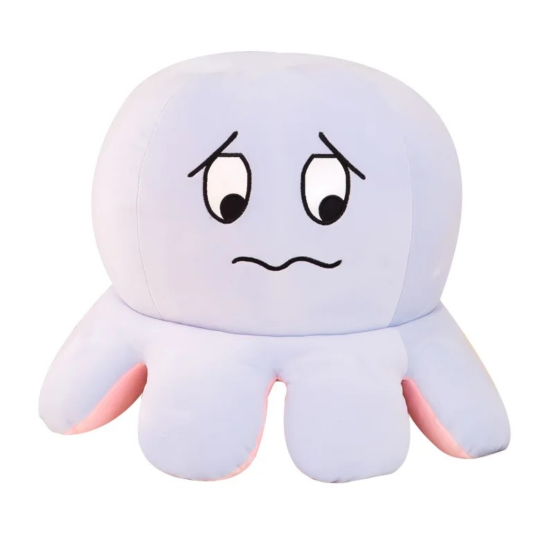 
Wholesale 25cm,45cm, 60cm,80cm New Design Amimal Emotion Double Side Flip Reversible Octopus Mood Plush Soft Plush Octopus 
