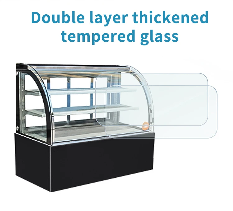 Arc Shape Cake Display Showcase Freezer Beautifully Displayed Freezer Showcase