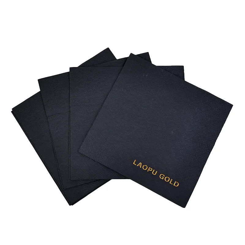 Disposable cocktail paper napkins 2 Ply black beverage napkins restaurant event bar party wedding napkins