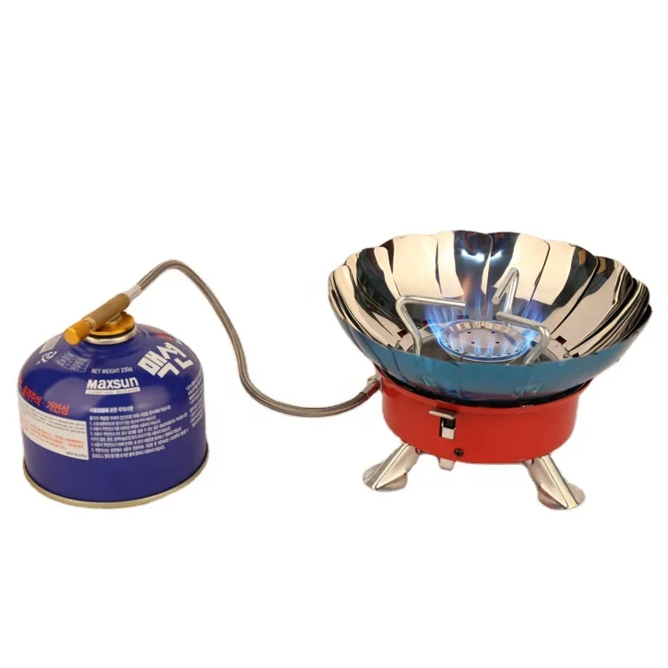 HIX Windproof Camping Hiking Cooking Picnic  Lotus Gas Stove Portable Collapsible Backpacking Burner with pipe