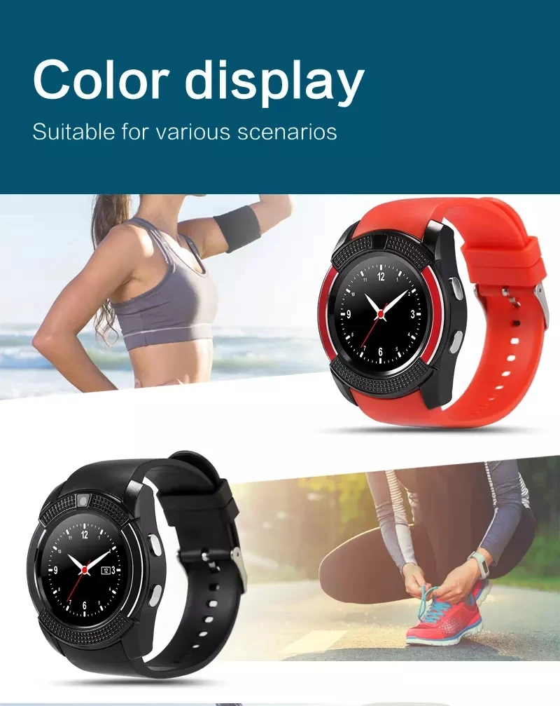 New Music Player Smart Watch Men V8 Sim Card Wrist Watch Rounded Answer Call Dial Call Smartwatch