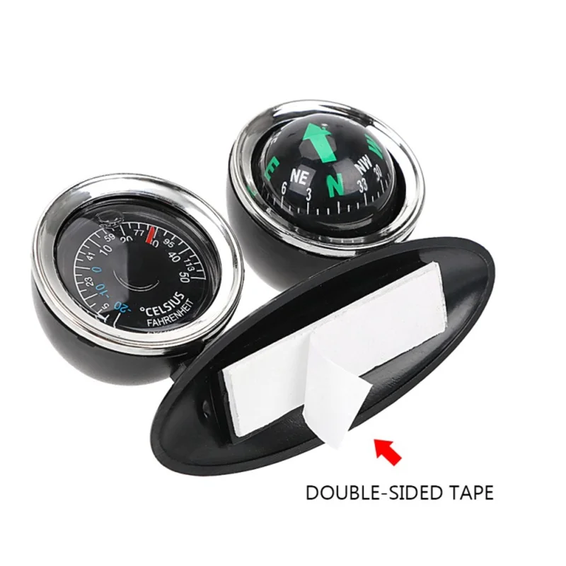 Mini Car Adjustable Compass & Thermometer