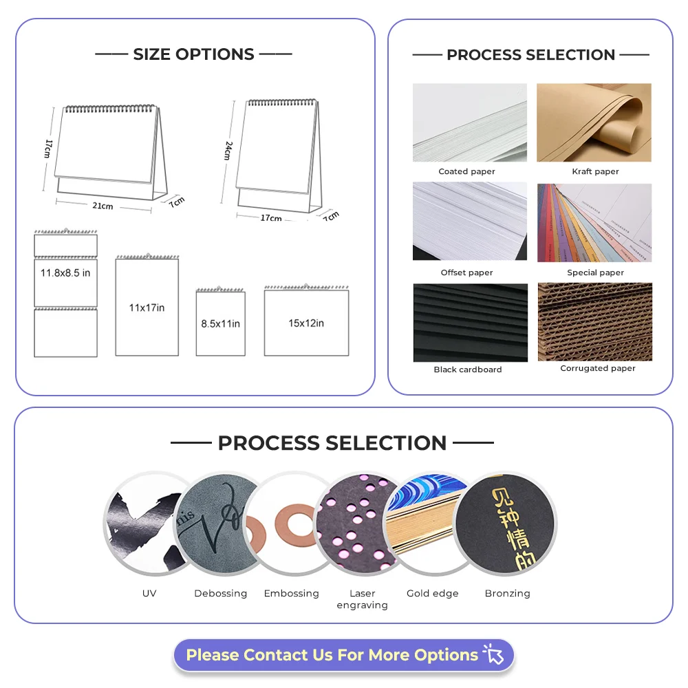 2025 Wholesale Cheap Desktop Advent calendar Different Size Printing Custom Table desk Paper calendar