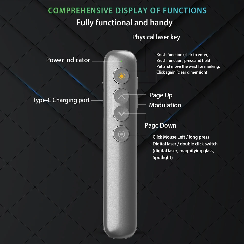 2 4 ГГц USB беспроводной пульт дистанционного управления PPT портативный ручной Презентер красная лазерная ручка для