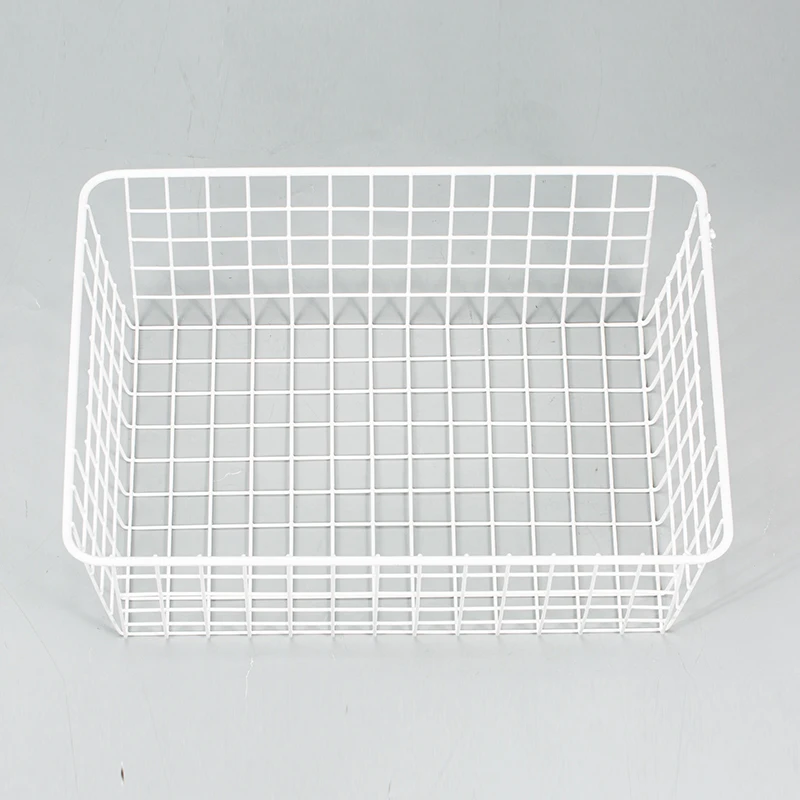 Square White household Metal Basket with handle for sundries