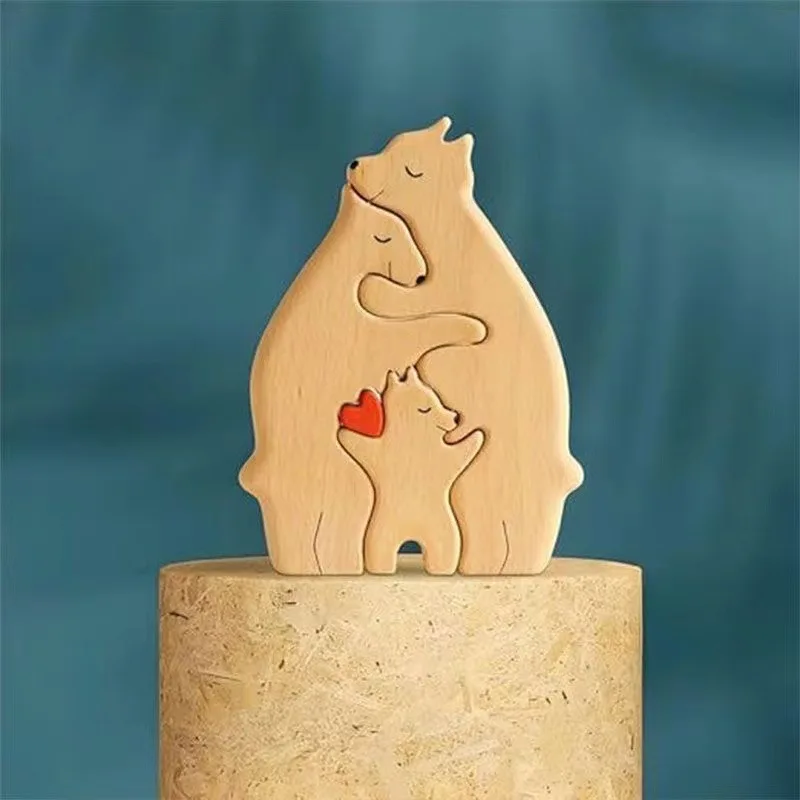 Wooden Bear Family Puzzle Art Sculpture DIY Family Member of Bears Puzzle Mothers Day Wholesale Gifts Christmas Family Ornament