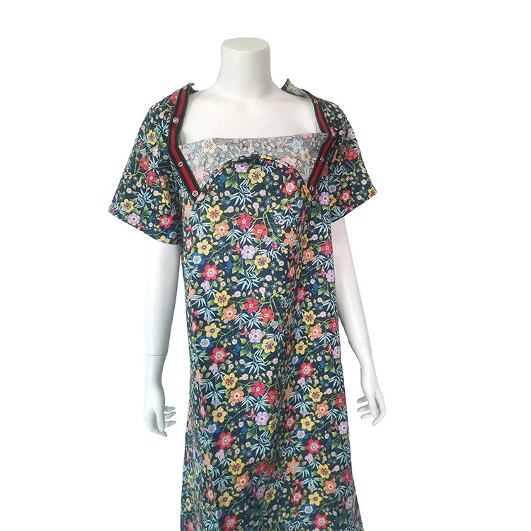 OEM Easy Wear Cotton Unisex Patient Uniform Reusable Printing Women Cotton Maternity clothes Hospital patient gown