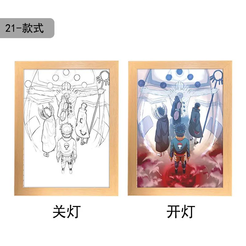 22 Designs 23*17cm Anime Kakashi ins deco led light painting usb plug dimming wall Anime Poster Box Night Light Lamp Box