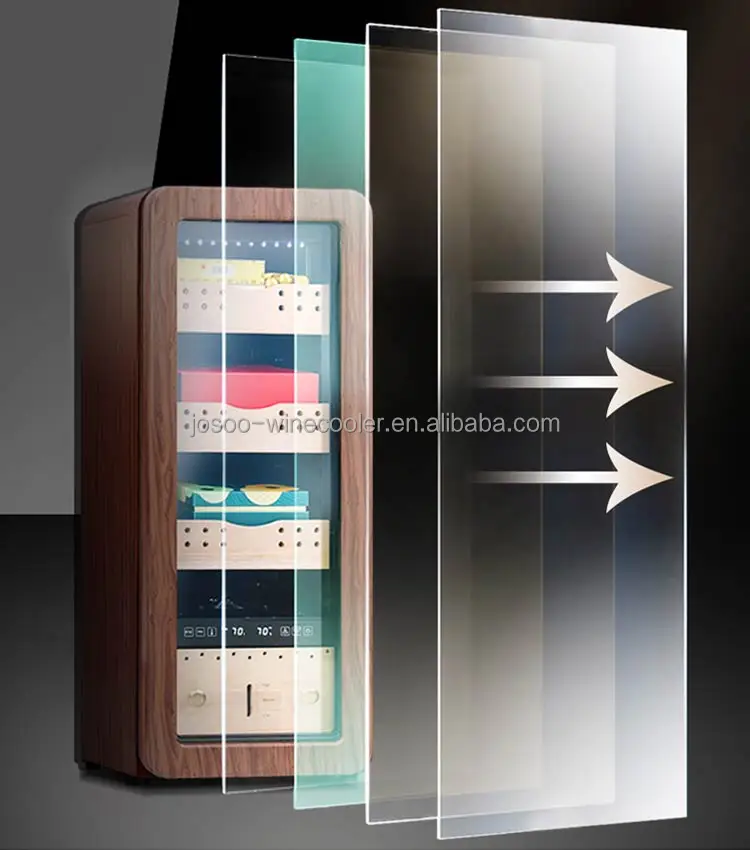 Josoo 50L Retro Wood Grain Cigar Humidor Freestanding Cigar Cooler Refrigerator With 500 Cigars Storage