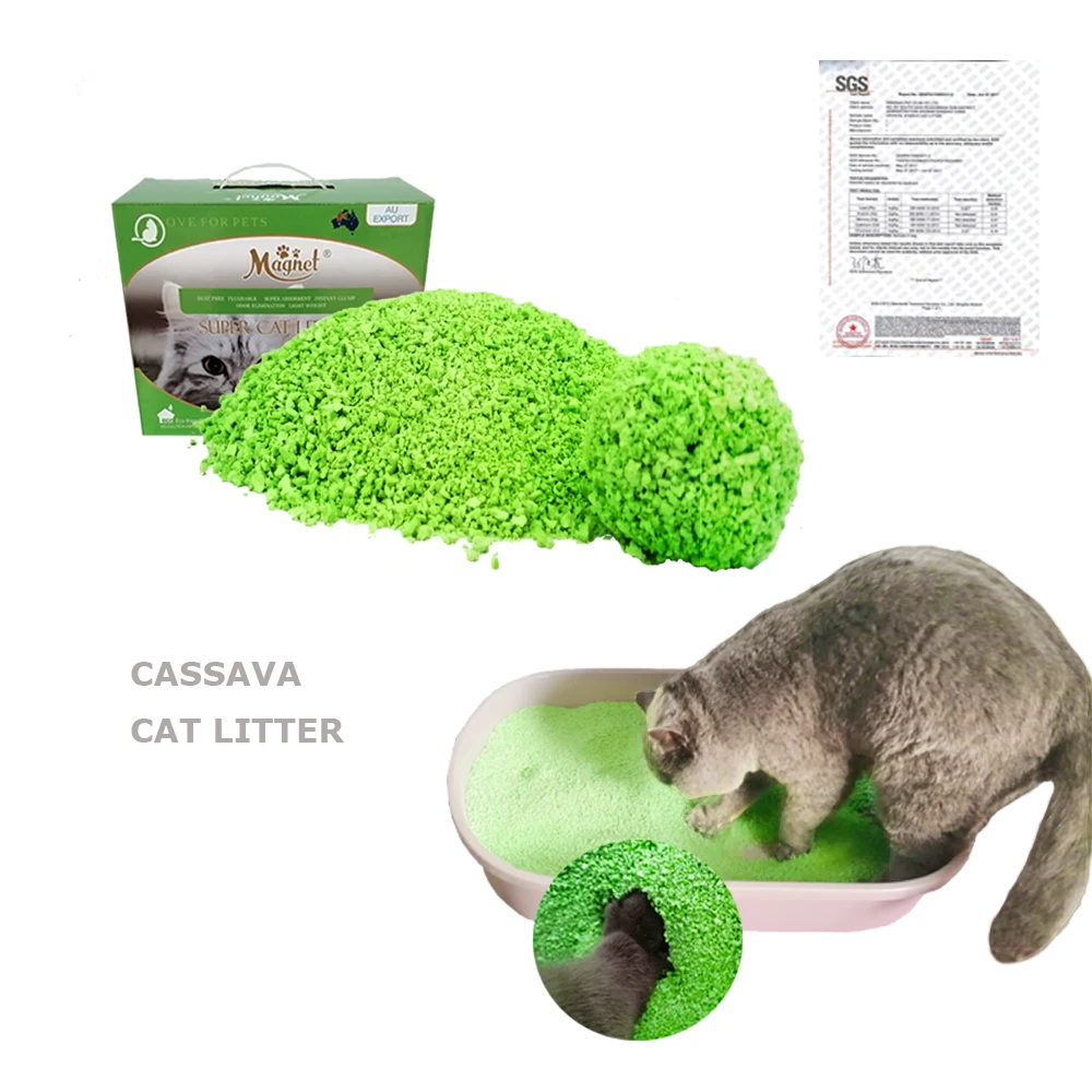 100% Natural Cat Litter Sand Biodegradable High-Clumping Eco-Friendly Kitty Cassava Cat Litter